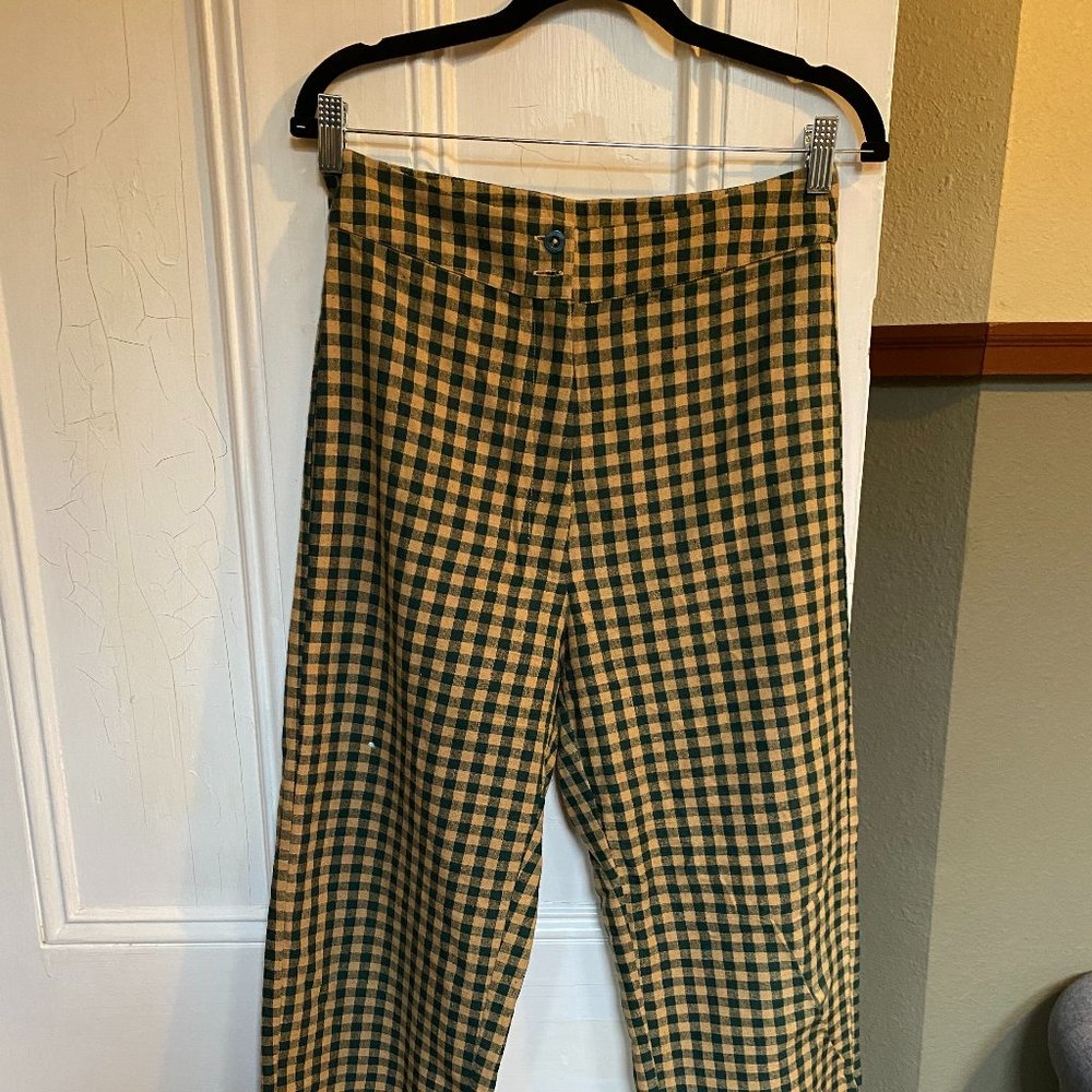 Ali Golden Peach/ Hunter Green Gingham pants